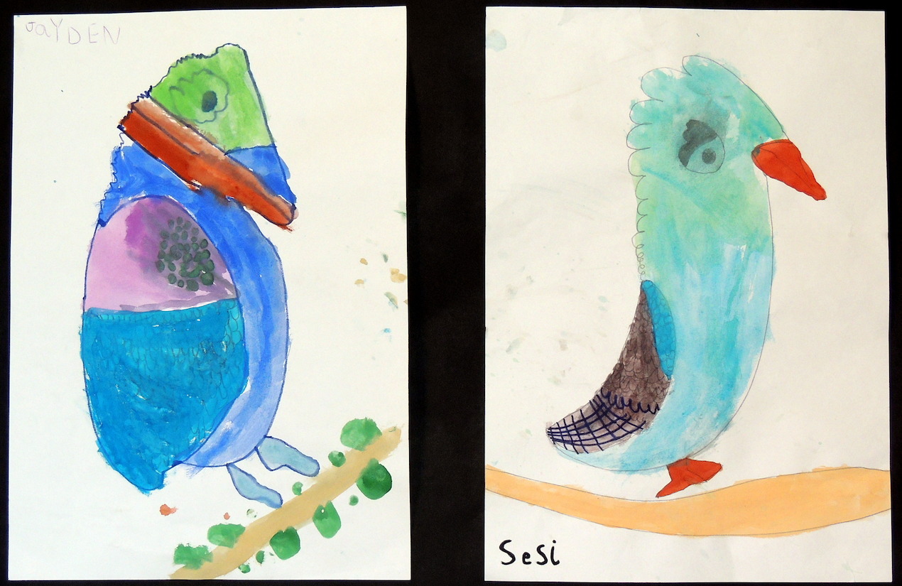 Drawings of colourful kookaburras